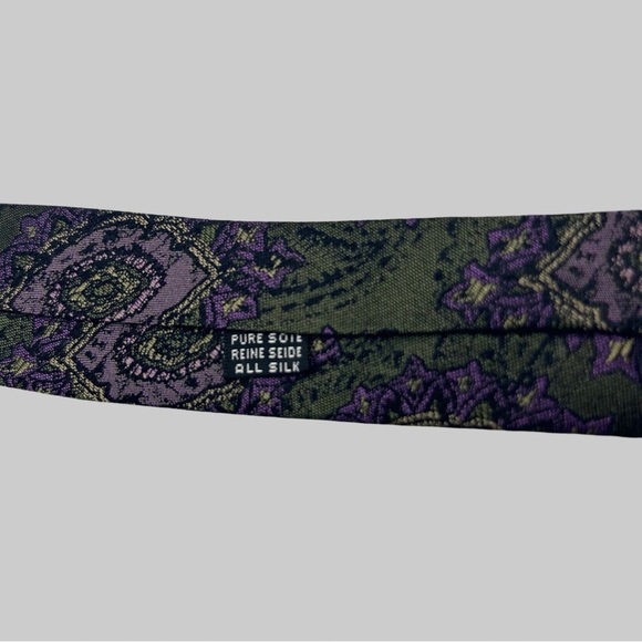 Vintage St. Remas Dark Green Paisley Pattern  Silk Neck Tie Made in Italy - Picture 4 of 6